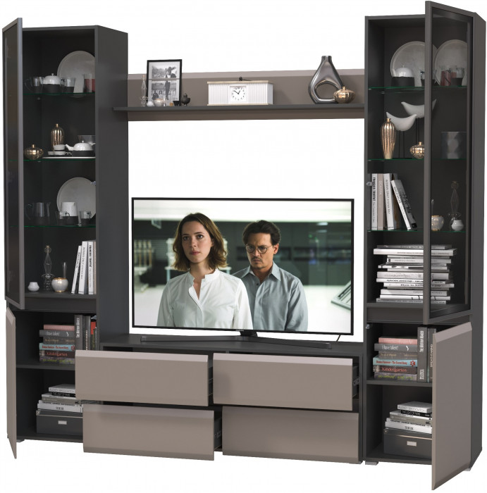 Сидней Комплектация № 049, корпус: антрацит/фасады: МДФ веллюто капучино