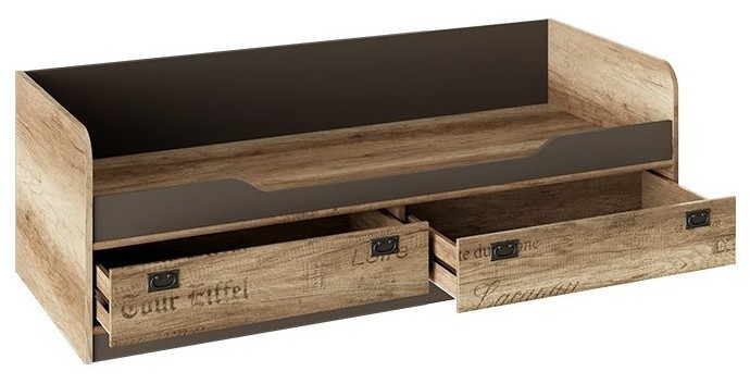 Пилигрим ТД-276.12.01 Кровать (Дуб Каньон светлый, Фон серый)