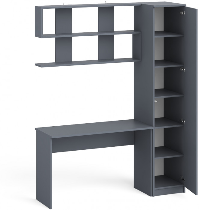 Мори письменный стол МСП1200.1 + Пенал МШ400.1 + Полка 1200, графит