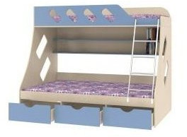 Дельта-20.01 Детская двухъярусная кровать с лестницей (Розовый, Дуб Сонома)