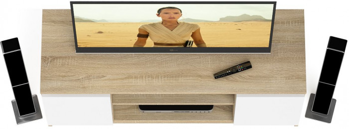 Мори Тумба ТВ МТВ1200.1, цвет дуб сонома/белый, ШхГхВ 120,4х41х54,6 см.