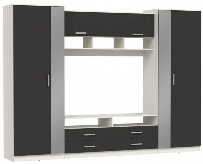 91.01 Вена шкаф многоцелевой Белый / Диамант серый