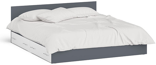 Мори Кровать с ящиками 1800, графит/белый