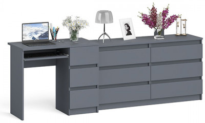 Мори компьютерный стол МС-6 правый + Комод МК1380.6, графит