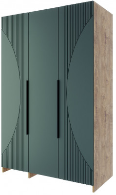 Шкаф 3-х дверный "Монтале" - Дуб канзас/Зеленый матовый