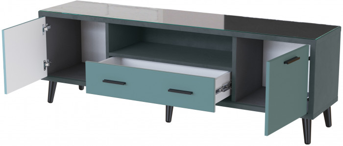 Тумба ТВ интерьерная 1,6 Ланс серый/мдф бриз