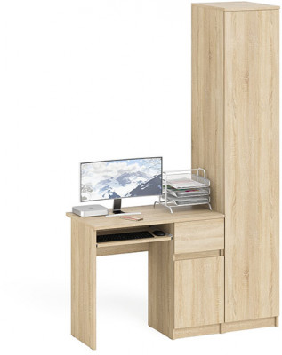 Мори Стол компьютерный МС-1 правый + Пенал МШ400.1, цвет дуб сонома, ШхГхВ 130,4х50,4х209,6 см., выдвижной ящик справа, НЕ универсальная сборка