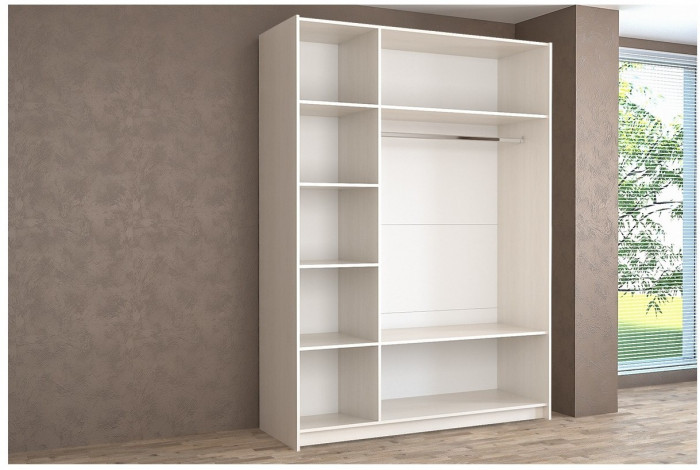 Шкаф-купе Иннэс-5 1400 Ф1/Ф1, Белый глянец