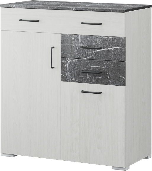 Спальня Теана, набор 1, Дуб крафт серый/МДФ светло-серый