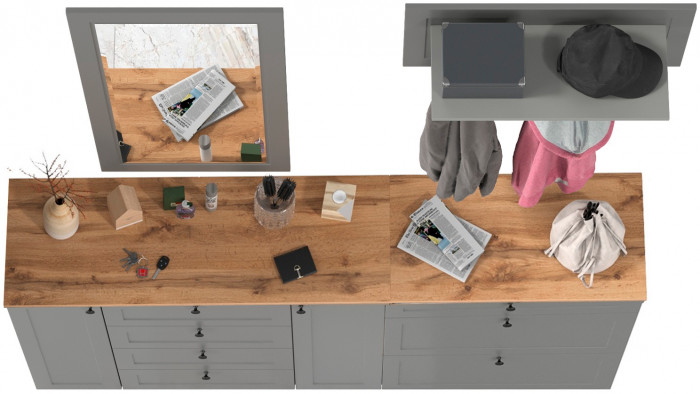 Остин Прихожая 56, серый графит/дуб крафт золотой