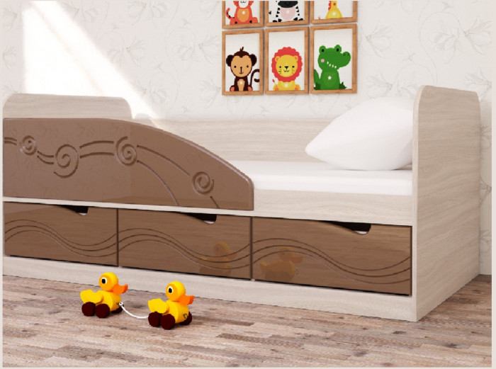 Кровать Бриз-4 80х160 Волна (Ирис/Белый/Левый)