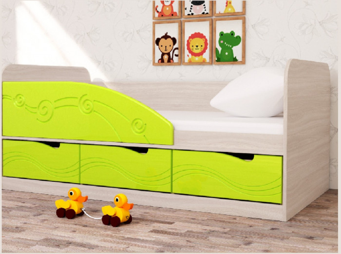 Кровать Бриз-4 80х160 Волна (Ирис/Белый/Левый)