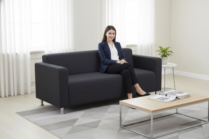 Диван прямой Томи, 160 см, велюр, черный