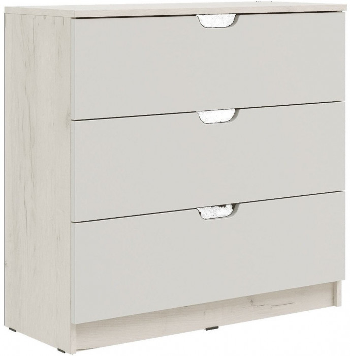 Юниор-4 Комод 3 ящика (800) (Шарли пинк, Крафт белый)