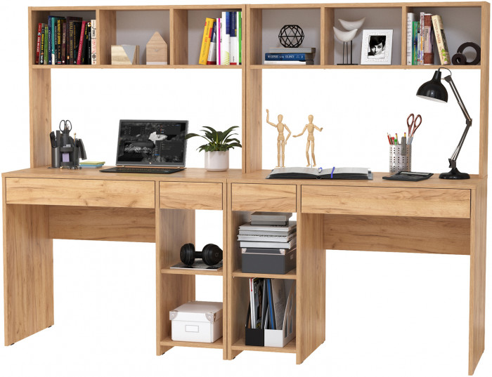 компьютерный стол Комфорт 12.77F + компьютерный стол Комфорт 12.77F, дуб крафт золотой