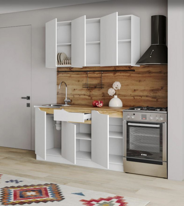 кухня Мирра 1,5 НЕВ белый/белый