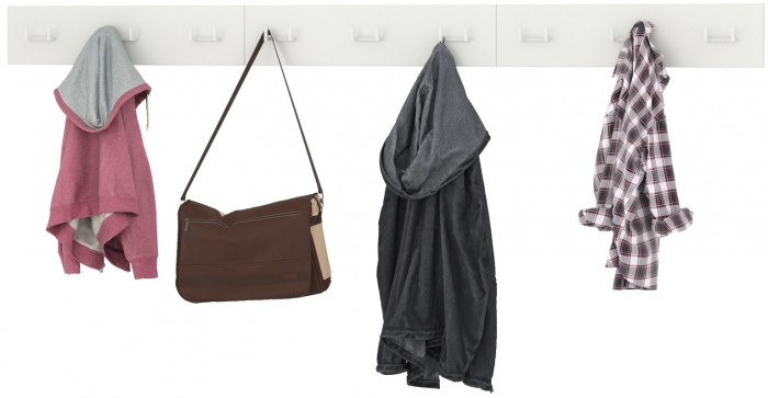 Октава 15.14.02 Вешалка + 15.14.02 Вешалка + 15.14.02 Вешалка, цвет белый шагрень, ШхГхВ 194,1х4,7х15 см.