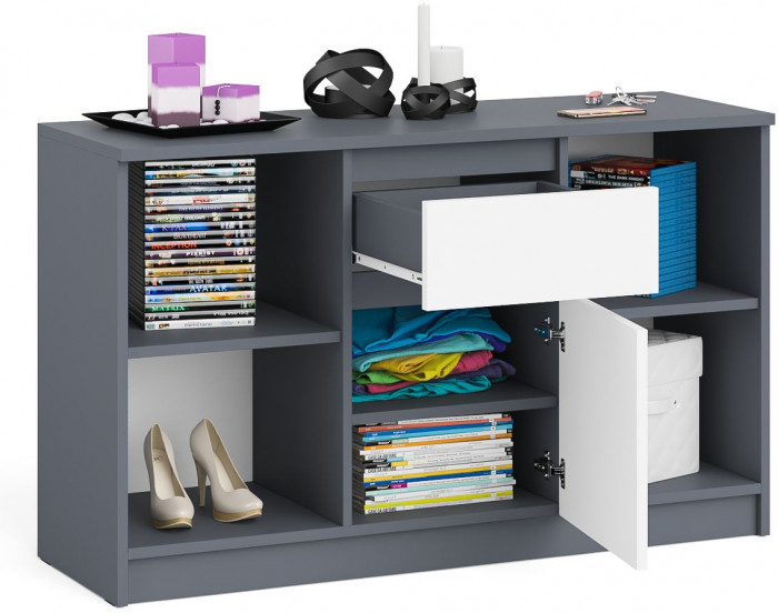 Мори Тумба ТВ МТВ1204.1, цвет графит/белый, ШхГхВ 120,4х41х73 см.