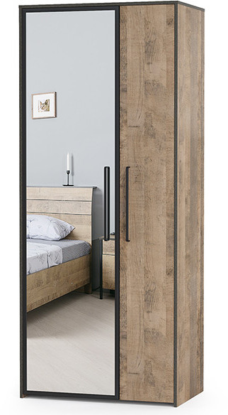 Трувор 13.204.01 Шкаф с зеркалом, цвет дуб гранж песочный/интра, ШхГхВ 88х54х210 см., зеркало, универсальная сборка