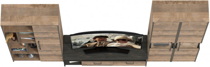 Трувор Гостиная 034, цвет дуб гранж песочный/интра, ШхГхВ 332,4х45,4х210 см., универсальная сборка