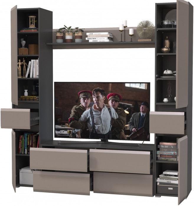 Сидней Комплектация № 052, корпус: антрацит/фасады: МДФ веллюто капучино