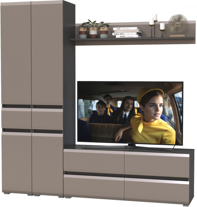 Сидней Комплектация № 052, корпус: антрацит/фасады: МДФ веллюто капучино