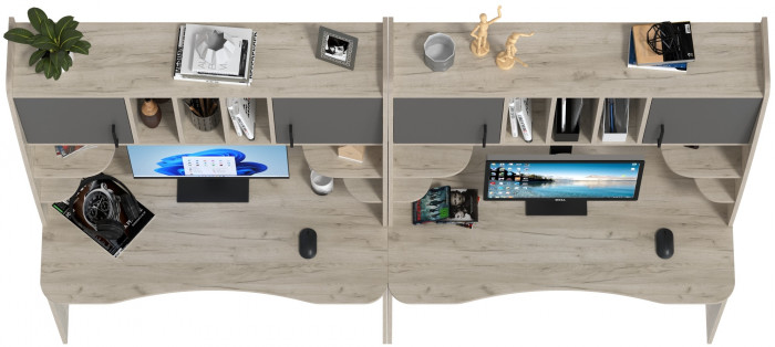 Два стола рабочих 6-0604дкс/граф Бета, дуб крафт серый/графит