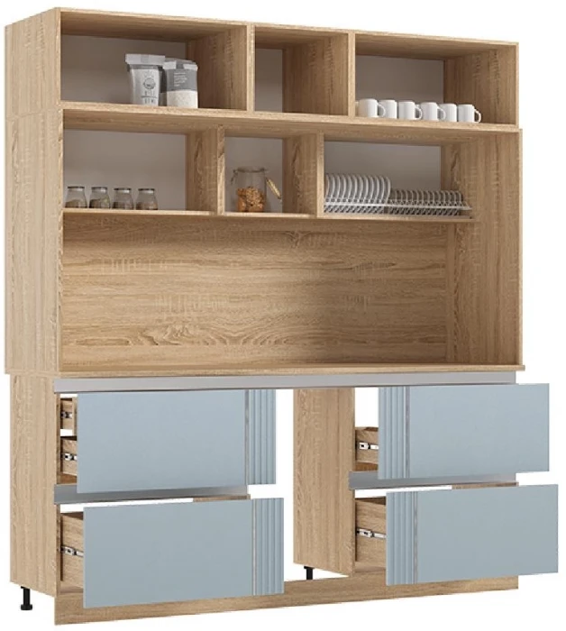 Кухня МДФ Карина Центральная секция 2050 (с местом под посудомойку) Пластер Скай/Сонома