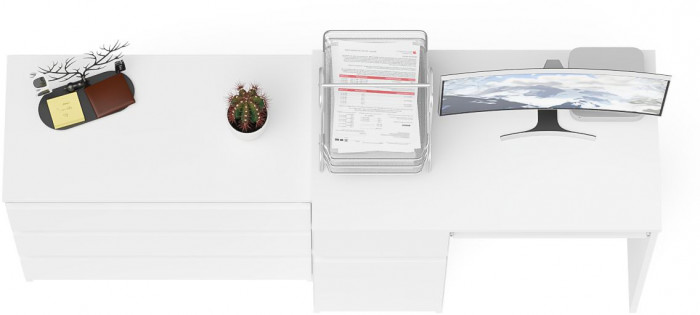 Мори компьютерный стол МС-1 левый + Комод МК800.1, белый