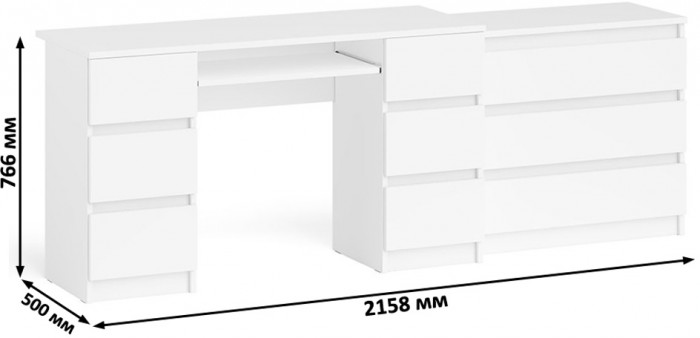 Мори компьютерный стол МС-2 + Комод МК800.1, белый