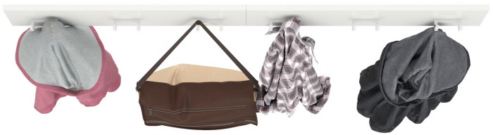 Октава 15.14.02 Вешалка + 15.14.02 Вешалка, цвет белый шагрень, ШхГхВ 129,4х4,7х15 см.