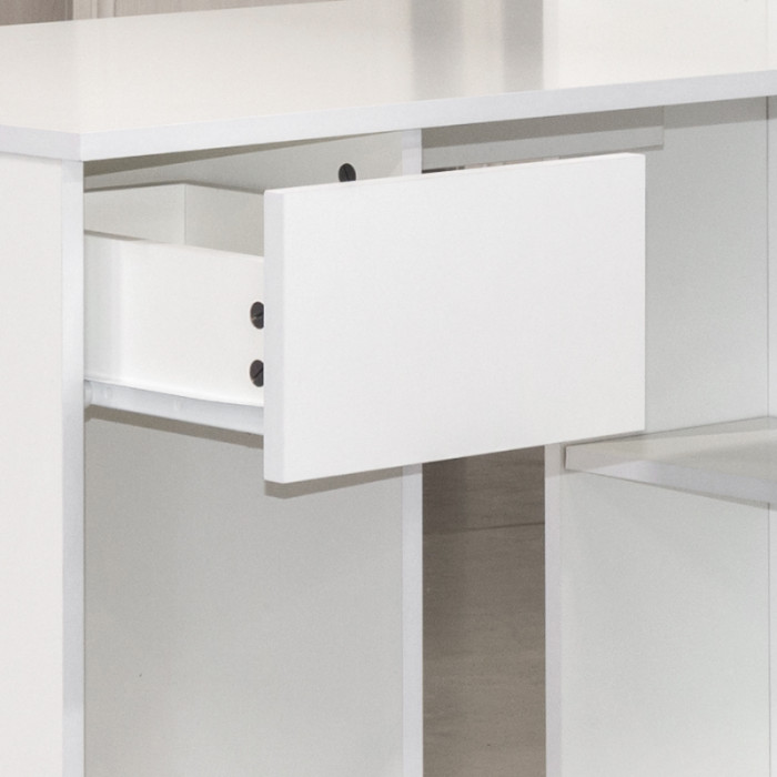 Лайт Шкаф комбинированный 10.01 (Стол письменный), цвет белый гладкий, ШхГхВ 115,3х58,2х179 см., универсальная сборка(обязательно крепление к стене)