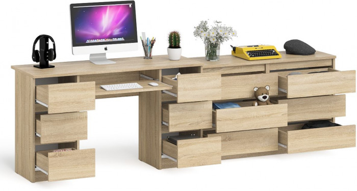 Мори компьютерный стол МС-2 + Комод МК1200.6, дуб сонома