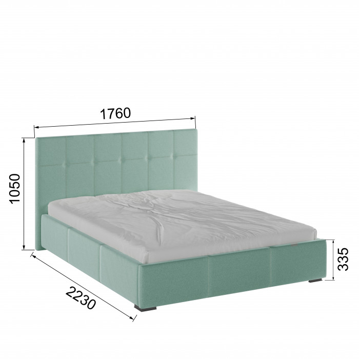 Рио Кровать интерьерная 160 мятный квадрат, ортопед