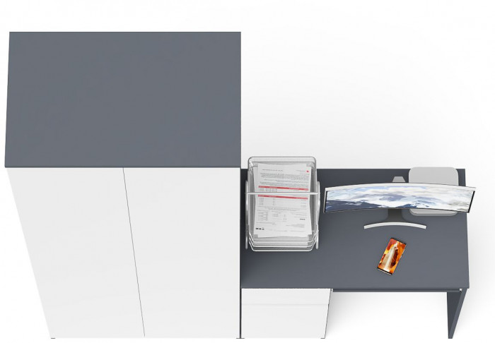 Мори компьютерный стол МС-1 левый + Шкаф МШ800.1, графит/белый