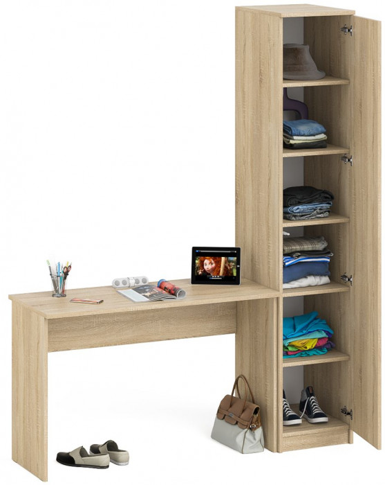 Мори письменный стол МСП1200.1 + Пенал МШ400.1, дуб сонома