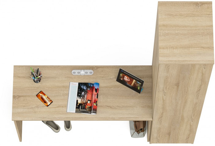 Мори письменный стол МСП1200.1 + Пенал МШ400.1, дуб сонома