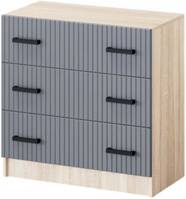Карина-6 МДФ Комод 3 ящика (Графит, Дуб Сонома)