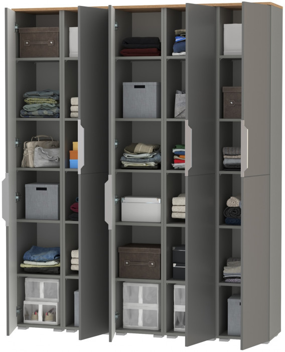 Октава Набор шкафов 46, серый графит/дуб крафт золотой/фасады МДФ серый графит