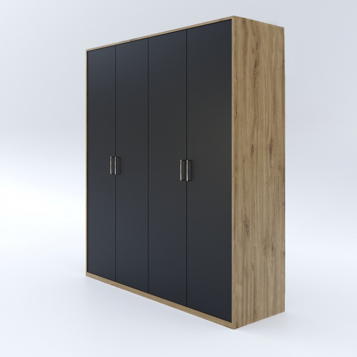 Шкаф для одежды 4-х дверный "Мишель" - Дуб наварра/Антрацит