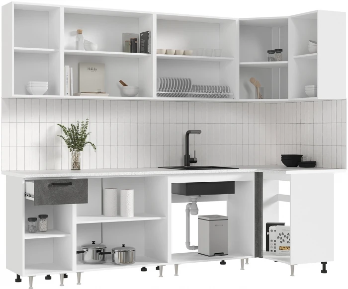 ЛДСП Кухня Рио NEW 2,6х1,0м бетон светлый/бетон темный (антарес)