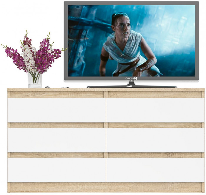 Мори Комод МК1380.6, дуб сонома/белый