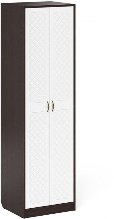 Прихожая П-6 Компоновка № 11, цвет венге/фасады МДФ белое дерево фрезеровка ромб, ШхГхВ 120х50х210 см., универсальная сборка