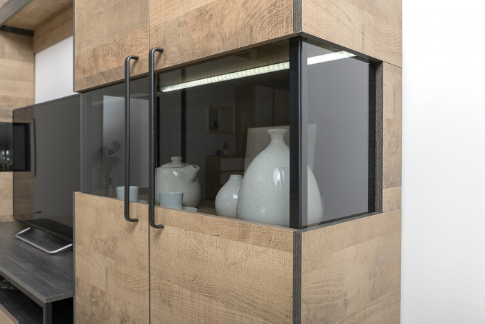 Трувор 13.306 Комод с витриной + 13.307.02 Комод с ящиками, дуб гранж песочный/интра