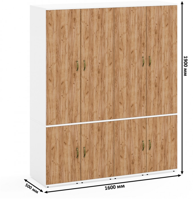 Лидер-8 Пенал МД 23Б 4 шт., белый шагрень/крафт золото