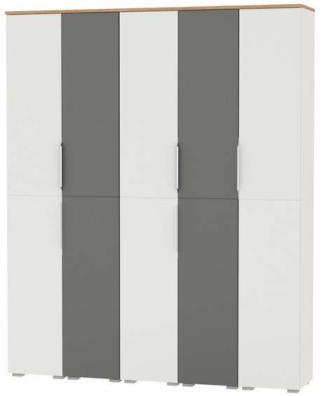 Октава Набор шкафов 48, белый шагрень/серый графит/дуб крафт золотой/фасады МДФ белый шагрень/серый графит