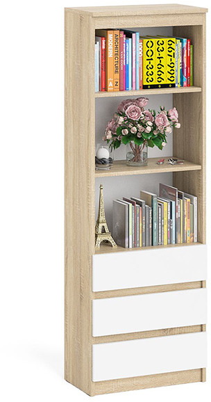 Мори Стеллаж МСТ600.3, цвет дуб сонома/белый, ШхГхВ 60,4х35,4х179,6 см.