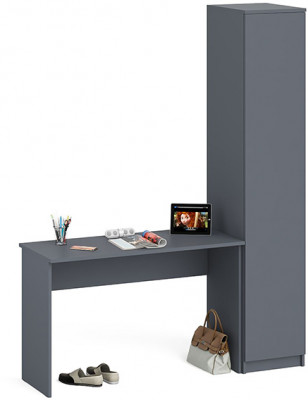 Мори Стол письменный МСП1200.1 + Пенал МШ400.1, цвет графит, ШхГхВ 160,8х50,4х209,6 см., универсальная сборка