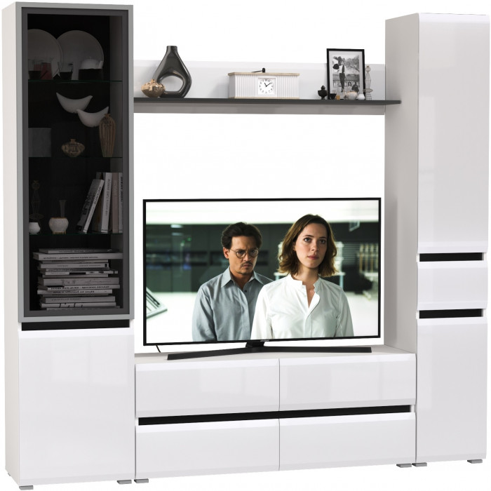 Сидней Комплектация № 054, корпус: белый/чёрный/фасады: МДФ белый глянец