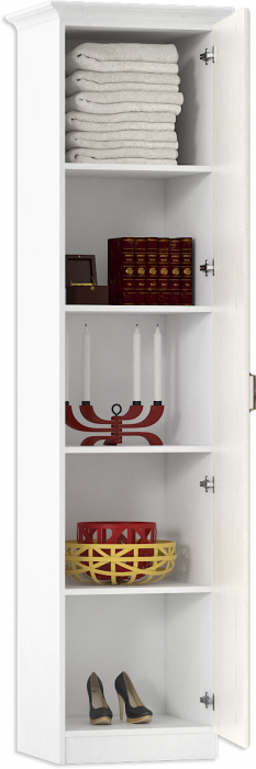 Ливерпуль Шкаф-пенал + карниз, ясень ваниль/белый